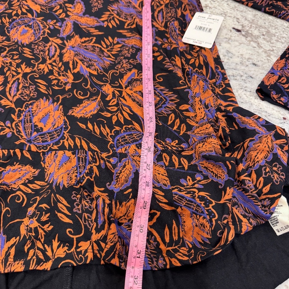 Free People NWT Floral Long Sleeve Mini Dress Noir Combo Size Large - Picture 9 of 11